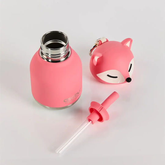 Asobu Bestie Kids Water Bottle Thermos Pink Fox 200ml