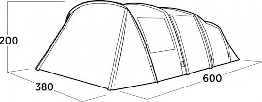 Easy Camp Kullen 6 Air Camping Tent Brown 3 Seasons for 6 People 600x380x200cm