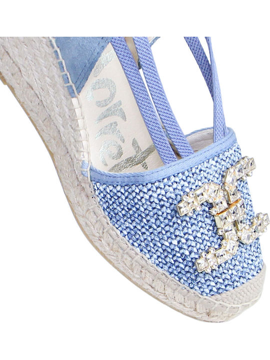 Sommer Damenplattformen in Stil Espadrilles Blau