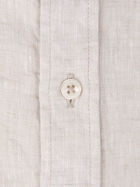 Long Sleeve Linen Shirt Beige