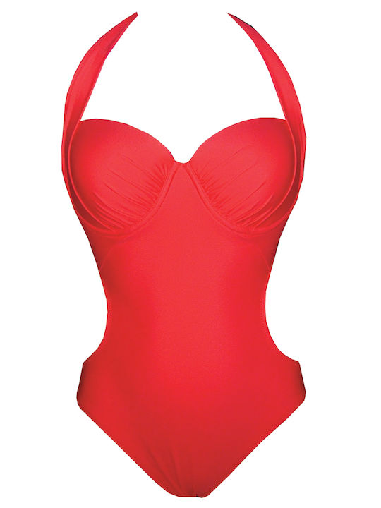 Strapless Ein Stück Badeanzug Rote LU.M121rot