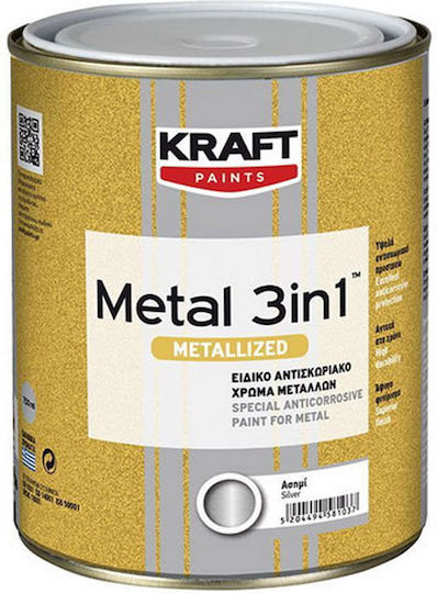 Kraft Βερνικόχρωμα Αντισκωριακό Διαλύτου 0.75lt Ασημι Ματ