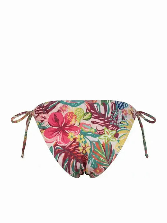 Set Bikini Triangle Push Up Floral Fuchsia Glitter C-6234
