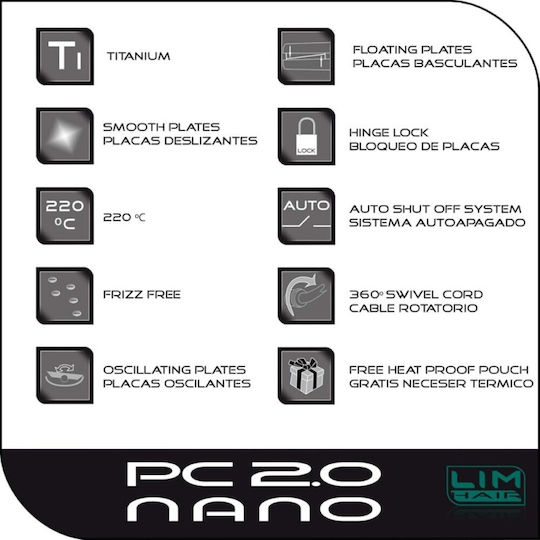 Lim Hair Nano Pc 2.0 Mini Πρέσα Μαλλιών 22W