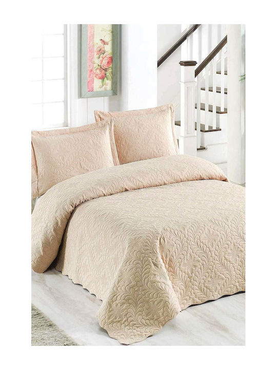 SteweHome Super-Double Bed Sheet Set With 2 Pillowcases 250x260cm Brown 3 Pieces