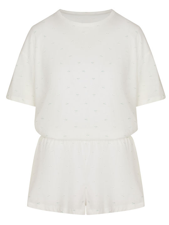 Hunkemöller Sommerliches Damen-Schlafanzug-Set Weiß Jersey