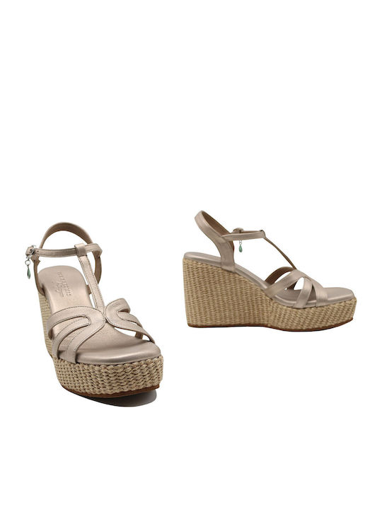 Women's Leather Platform Shoes Platinum