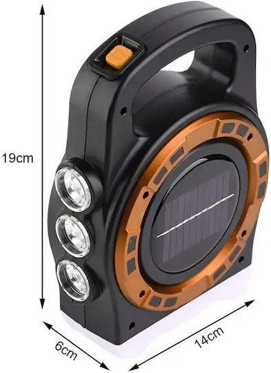 Verk Group Φανάρι Led Ηλιακό για Camping με Φακό & Powerbank 20W Χρυσό