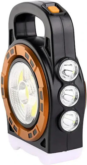Verk Group Φανάρι Led Ηλιακό για Camping με Φακό & Powerbank 20W Χρυσό