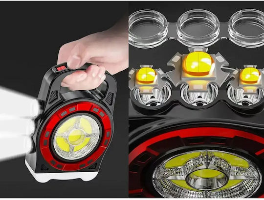 Verk Group Φανάρι Led Ηλιακό για Camping με Φακό & Powerbank 20W Κόκκινο
