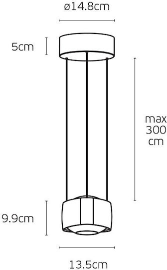 VK Lighting Κρεμαστό Φωτιστικό Μαύρο LED με Θερμό Λευκό Φως