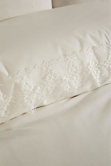 SteweHome Duvet Cover Set 200x220cm Double With 2 Pillowcases Beige