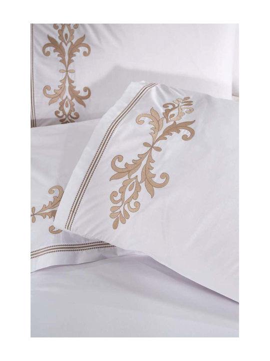 SteweHome Σετ Παπλωματοθήκη Βαμβακερή 200x220cm Διπλή με 2 Μαξιλαροθήκες Μπεζ