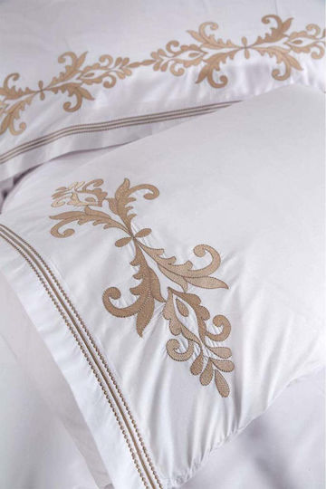 SteweHome Cotton Duvet Cover Set 200x220cm Double With 2 Pillowcases Beige