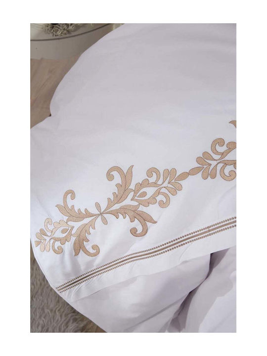 SteweHome Σετ Παπλωματοθήκη Βαμβακερή 200x220cm Διπλή με 2 Μαξιλαροθήκες Μπεζ