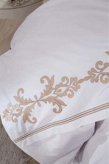 SteweHome Cotton Duvet Cover Set 200x220cm Double With 2 Pillowcases Beige