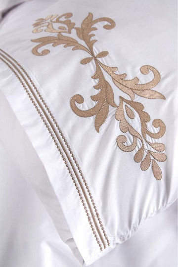 SteweHome Cotton Duvet Cover Set 200x220cm Double With 2 Pillowcases Beige