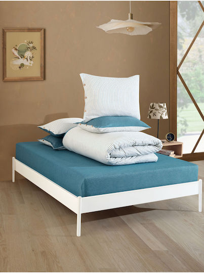SteweHome Set Huse Pentru Pilote 100% Bumbac 160x220cm Simplă Cu Față De Pernă În Dungi