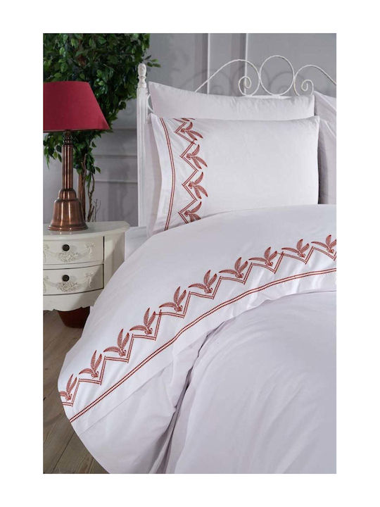 SteweHome Σετ Παπλωματοθήκη Βαμβακερή 200x220cm Διπλή με 2 Μαξιλαροθήκες Μπεζ