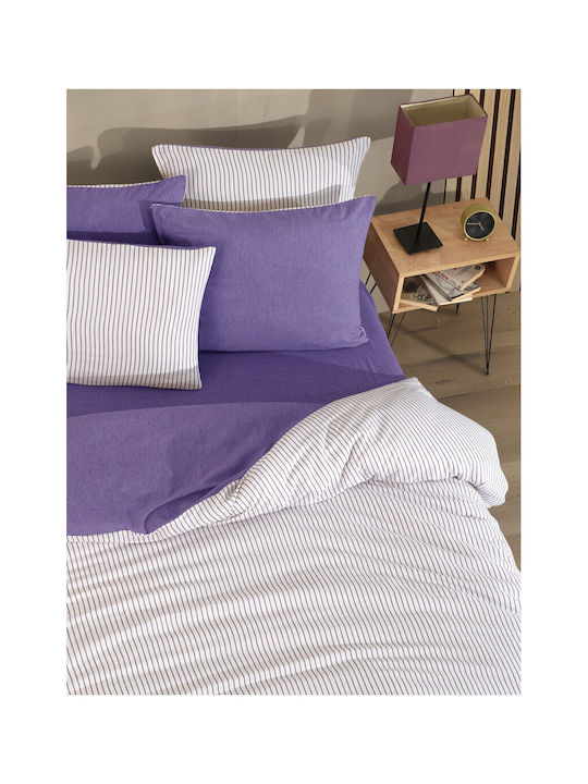 SteweHome Σετ Παπλωματοθήκη 200x220cm Διπλή με 2 Μαξιλαροθήκες Ριγέ