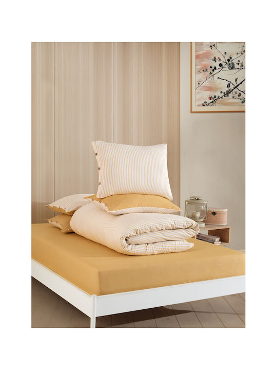 SteweHome Σετ Παπλωματοθήκη 200x220cm Διπλή με 2 Μαξιλαροθήκες Ριγέ
