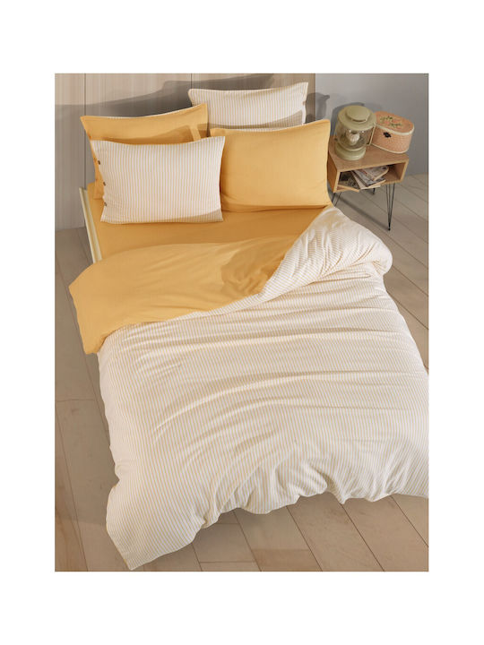 SteweHome Σετ Παπλωματοθήκη 200x220cm Διπλή με 2 Μαξιλαροθήκες Ριγέ