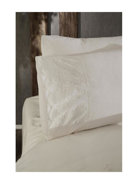 SteweHome Σετ Παπλωματοθήκη 200x220cm Διπλή με 2 Μαξιλαροθήκες Μπεζ