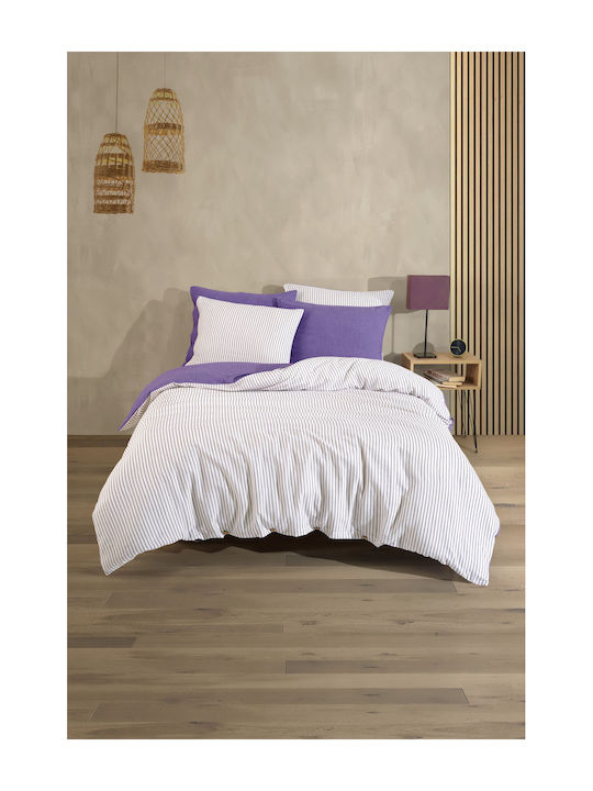 SteweHome Set Duvet Cover 160x220cm Single With Pillowcase Striped
