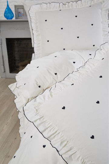 SteweHome Cotton Duvet Cover Set 200x220cm Double With 2 Pillowcases Dark Blue