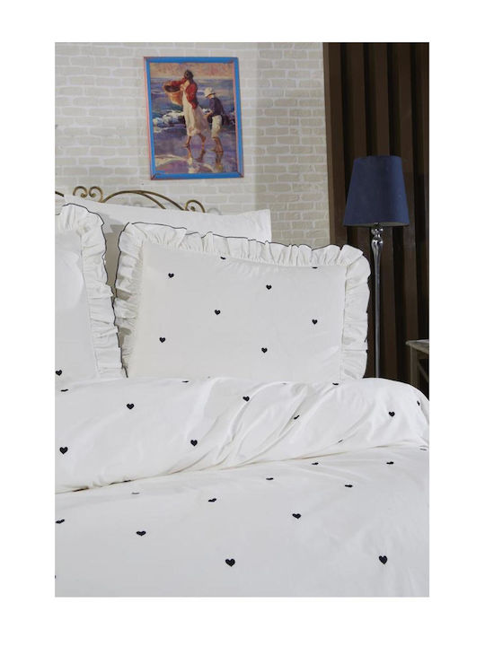 SteweHome Σετ Παπλωματοθήκη Βαμβακερή 200x220cm Διπλή με 2 Μαξιλαροθήκες Μπλε Σκούρο
