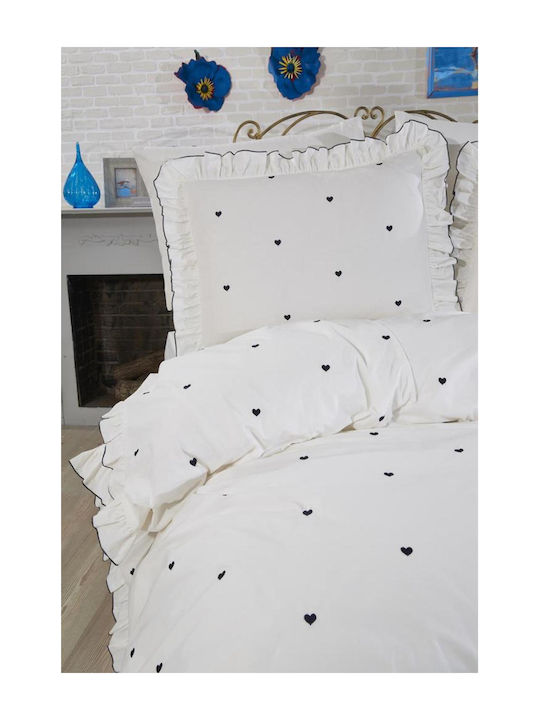 SteweHome Σετ Παπλωματοθήκη Βαμβακερή 200x220cm Διπλή με 2 Μαξιλαροθήκες Μπλε Σκούρο
