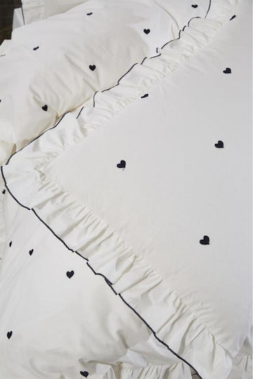 SteweHome Cotton Duvet Cover Set 200x220cm Double With 2 Pillowcases Dark Blue