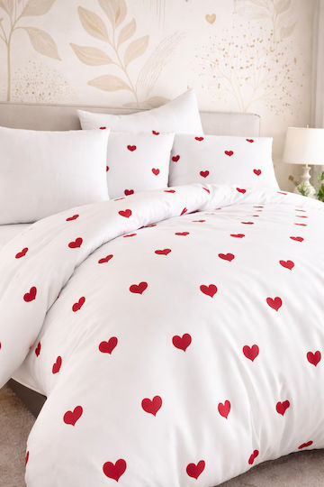 SteweHome Σετ Διπλή 200x220cm Ρομαντικό Σχέδιο Καρδιάς