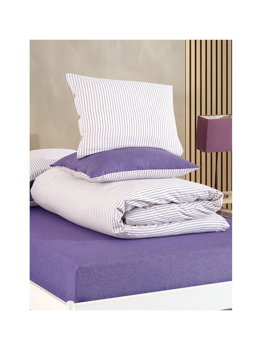 SteweHome Σετ Παπλωματοθήκη 160x220cm Μονή με Μαξιλαροθήκη Ριγέ