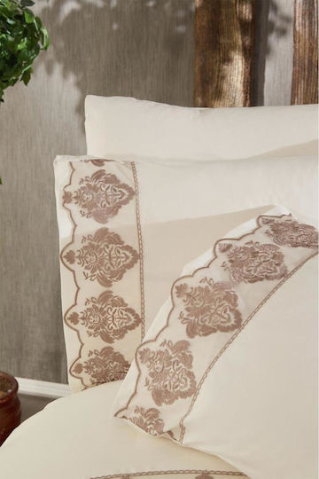 SteweHome Duvet Cover Set 200x220cm Double With 2 Pillowcases Beige