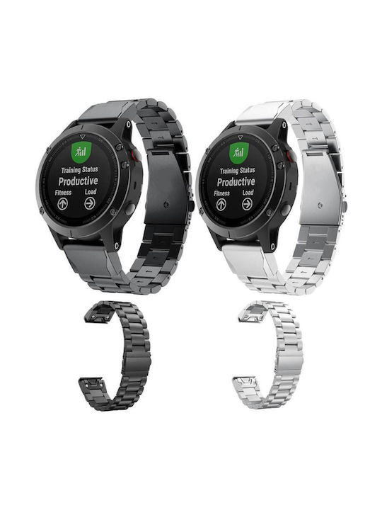 Garmin 26 mm Integrated Watch Strap Three Beads Flat Buckle Titanium Alloy Quick Release Silver