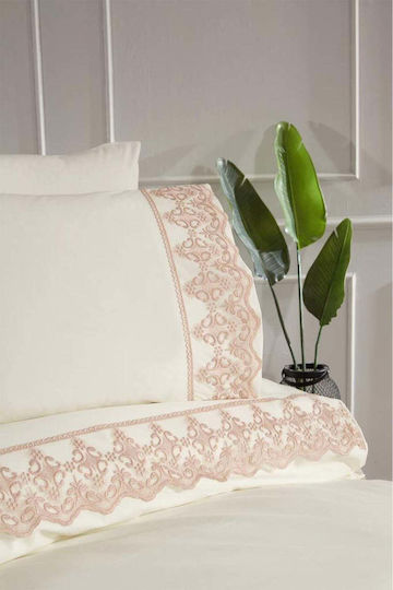 SteweHome Duvet Cover Set 200x220cm Double With 2 Pillowcases Beige