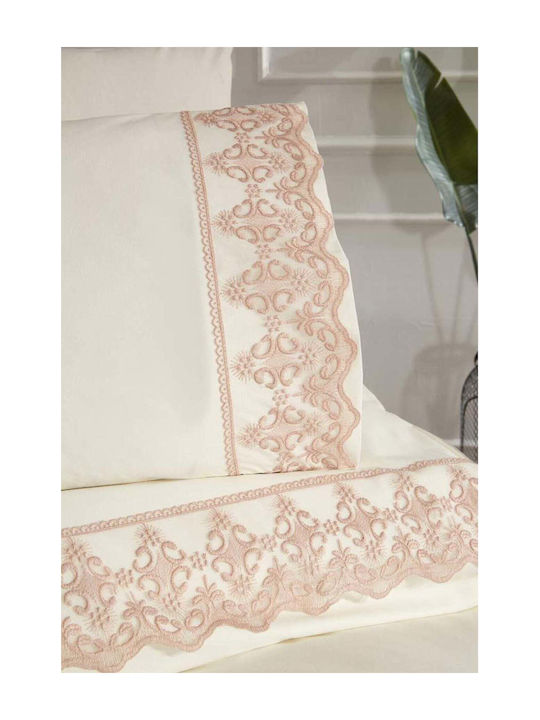 SteweHome Σετ Παπλωματοθήκη 200x220cm Διπλή με 2 Μαξιλαροθήκες Μπεζ