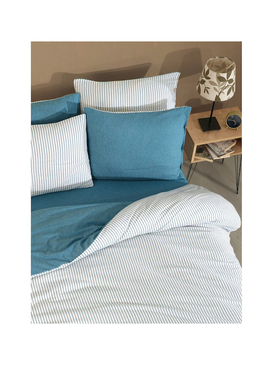 SteweHome Σετ Παπλωματοθήκη 200x220cm Διπλή με 2 Μαξιλαροθήκες Ριγέ