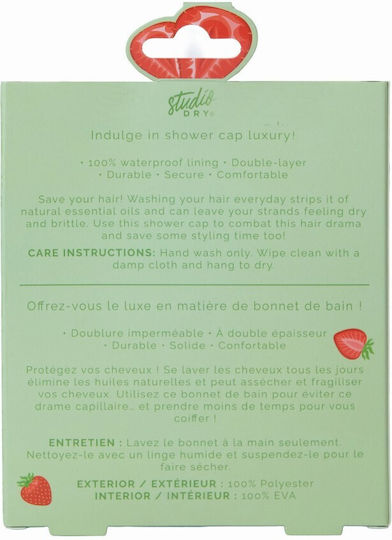 Waterproof Satin Shower Cap Matcha Strawberries By Upper Canada