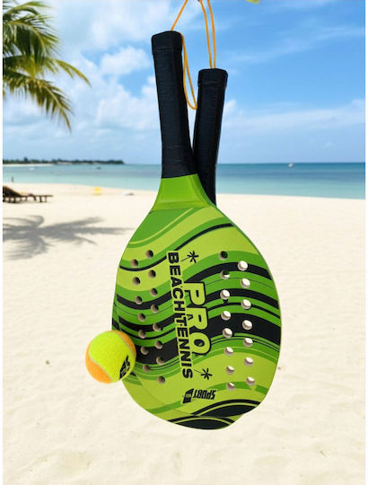 Sport1 Ρακέτες Παραλίας Ξύλινες Μπλέ Μπαλάκι "beach-pro Color"