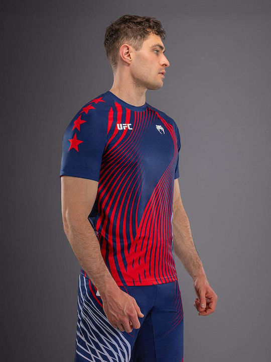 Venum Men's Short Sleeve Shirt VNMUFC-00602-518 for MMA Blue