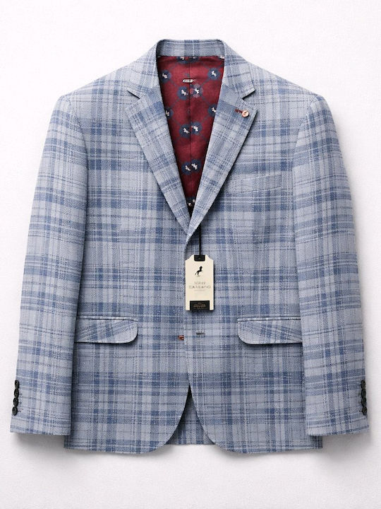 Men’s Suit Jacket Checked Blue-White