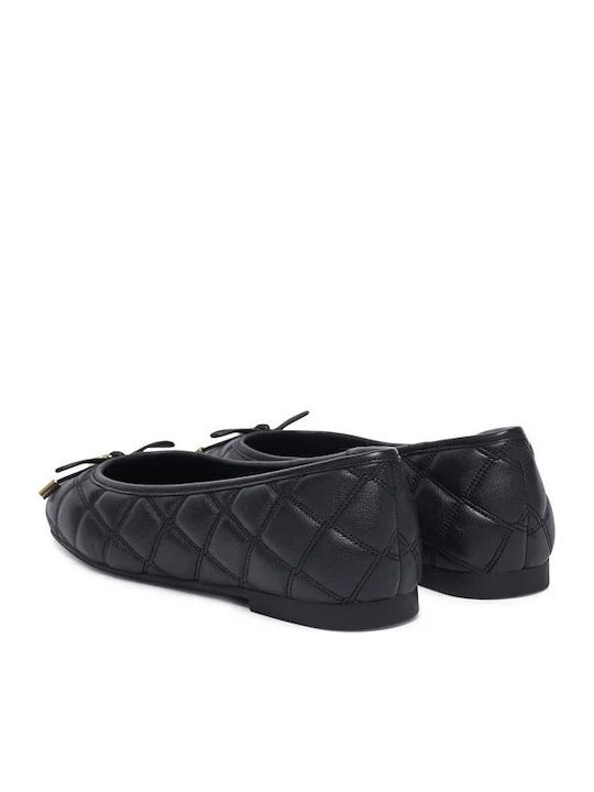 Leather Women's Ballerina Shoes in Black Colour