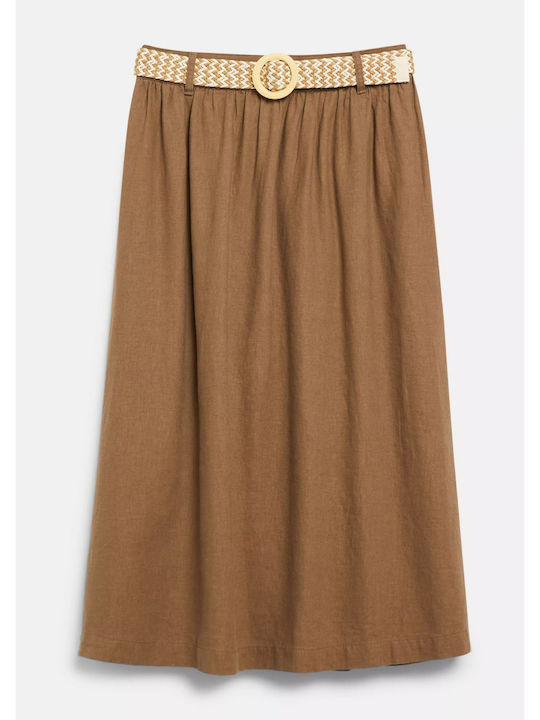 Linen Midi Skirt 8918