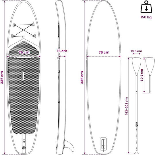 vidaXL Triton Φουσκωτή Σανίδα SUP με Μήκος 3.35m Μπλε