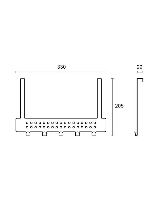 Mital Κρεμάστρα Πόρτας 5 Θέσεων 33x20.5cm Mital Κρεμάστρα Πόρτας 5 Θέσεων 33x20.5cm