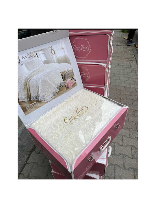 SteweHome Set Double Blanket 240x260cm Stewehome Double Blanket Set With French Lace