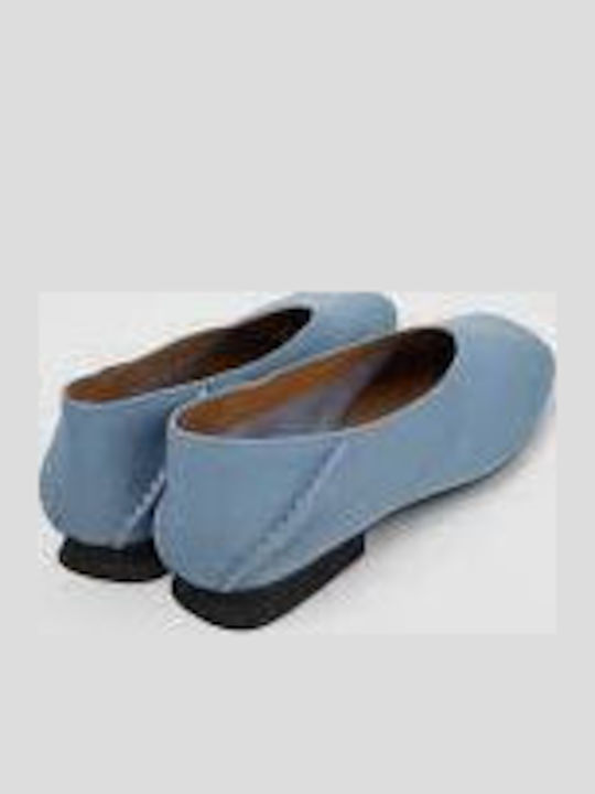 Casi Myra Leather Women's Ballerina Shoes in Blue Colour