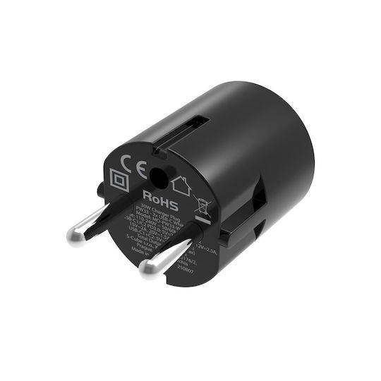 Mobile Origin Charger Without Cable GaN with 2 USB-C Ports 30W Power Delivery Black (PW33)